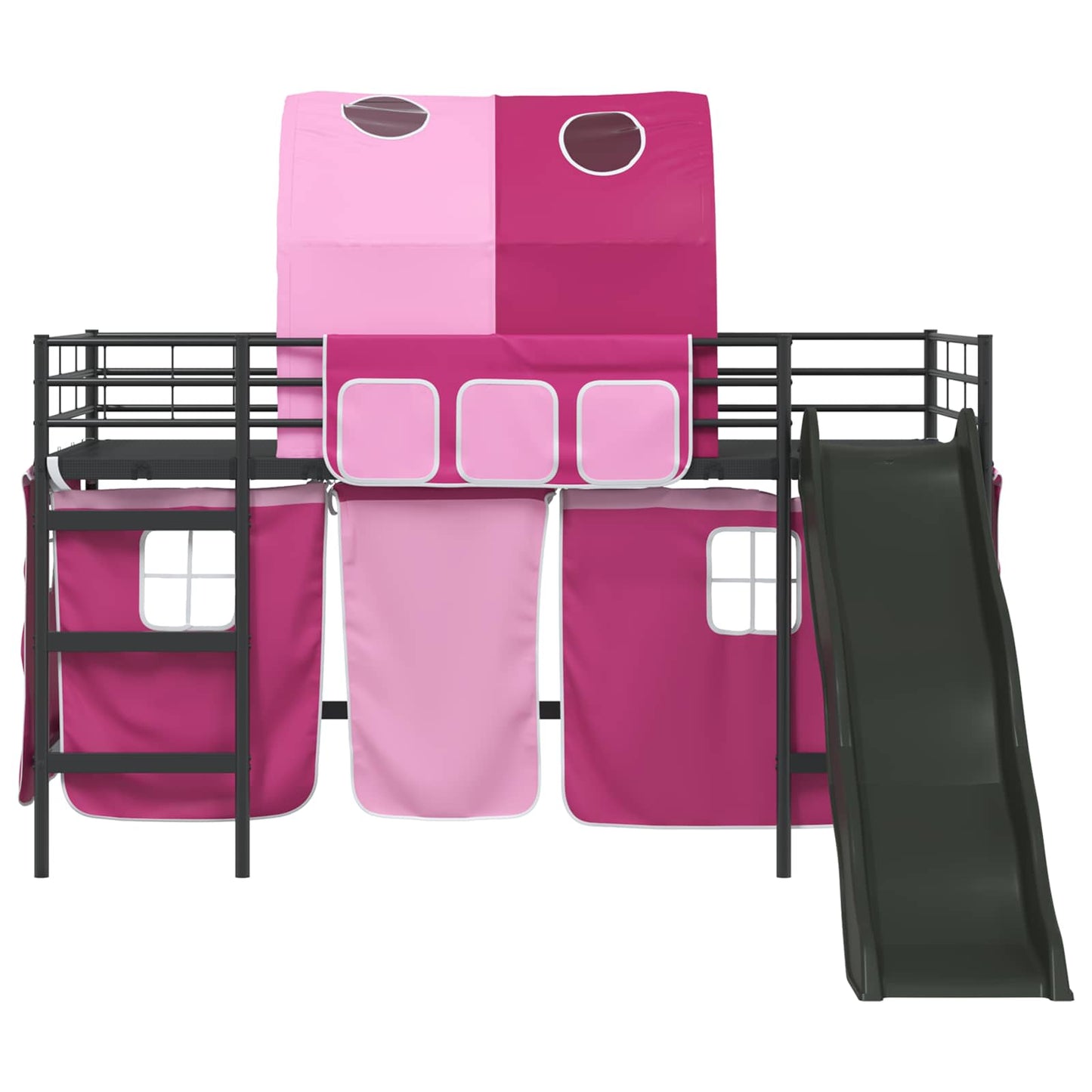 Kids'Loft Bed Frame Plain Black and Pink 107 x 203 cm Metal