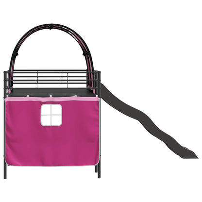 Kids'Loft Bed Frame Plain Black and Pink 107 x 203 cm Metal