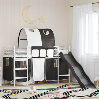 Kids'Loft Bed Frame White and Black 100 x 190 cm Metal