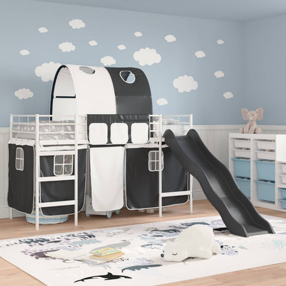 Kids'Loft Bed Frame White and Black 100 x 190 cm Metal