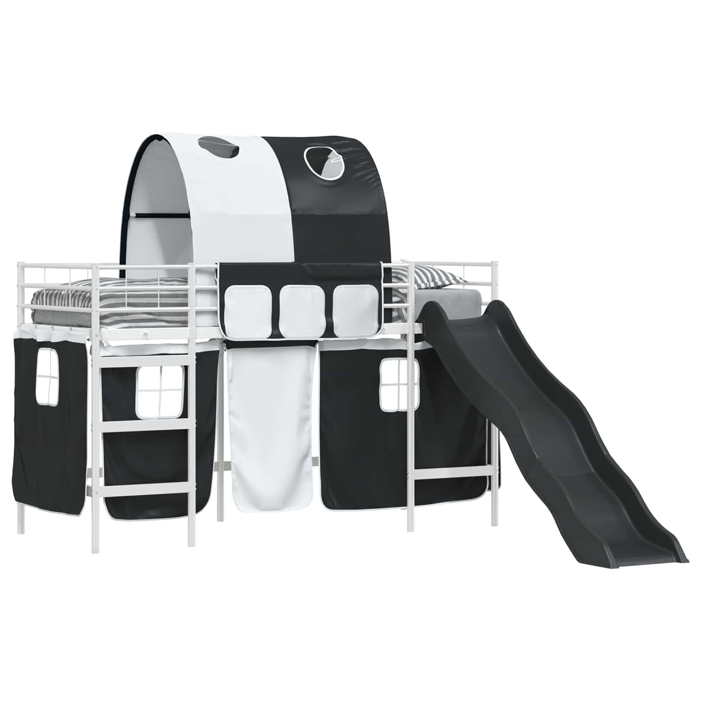 Kids'Loft Bed Frame White and Black 100 x 190 cm Metal