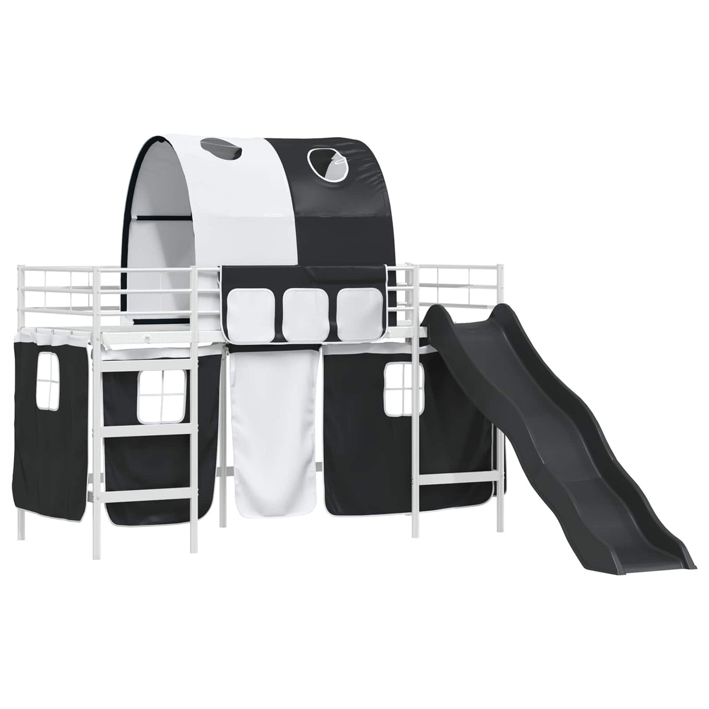 Kids'Loft Bed Frame White and Black 100 x 190 cm Metal