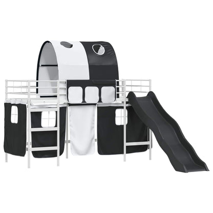 Kids'Loft Bed Frame White and Black 100 x 190 cm Metal