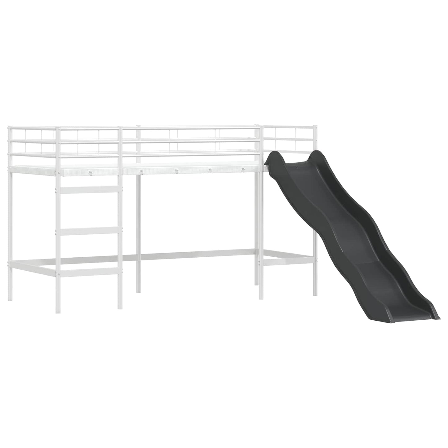 Kids'Loft Bed Frame White and Black 100 x 190 cm Metal