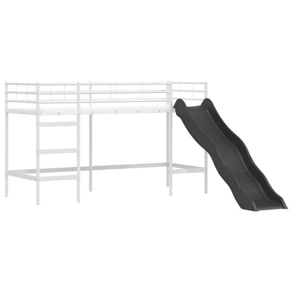 Kids'Loft Bed Frame White and Black 100 x 190 cm Metal