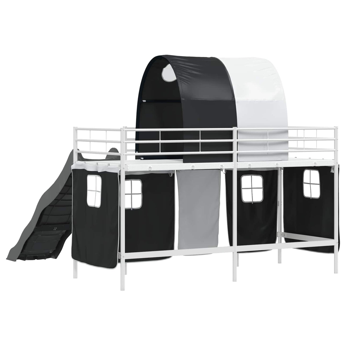 Kids'Loft Bed Frame White and Black 100 x 190 cm Metal