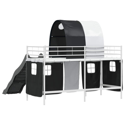 Kids'Loft Bed Frame White and Black 100 x 190 cm Metal