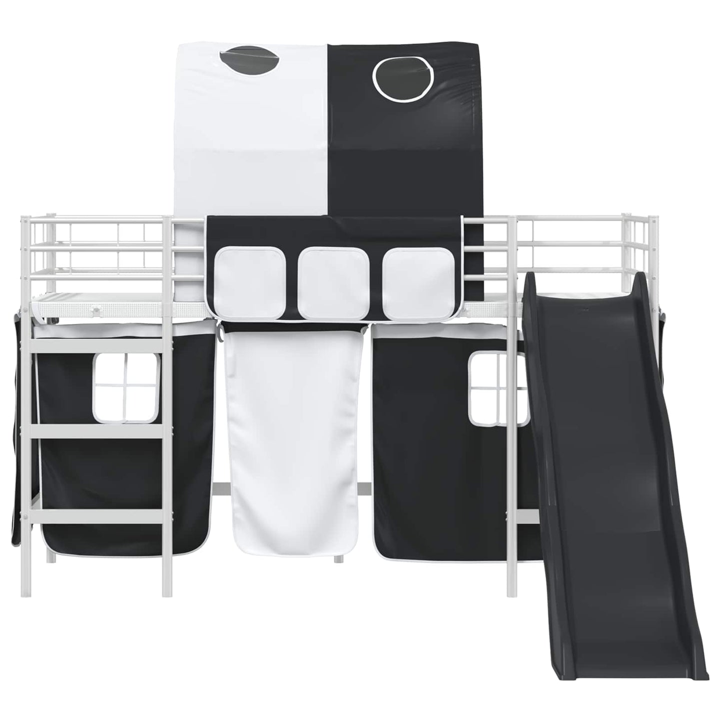 Kids'Loft Bed Frame White and Black 100 x 190 cm Metal