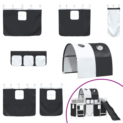 Kids'Loft Bed Frame White and Black 100 x 190 cm Metal