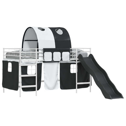 Kids'Loft Bed Frame White and Black 100 x 200 cm Metal