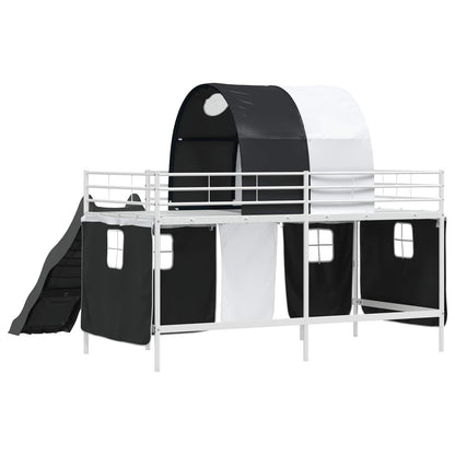 Kids'Loft Bed Frame White and Black 100 x 200 cm Metal