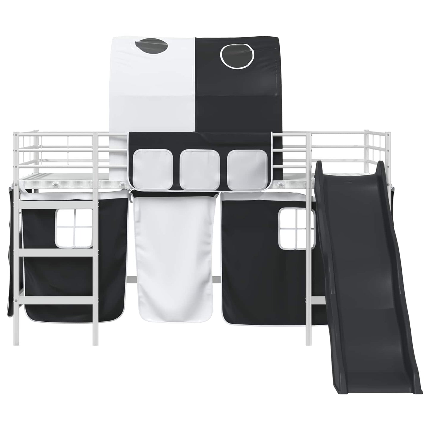 Kids'Loft Bed Frame White and Black 100 x 200 cm Metal