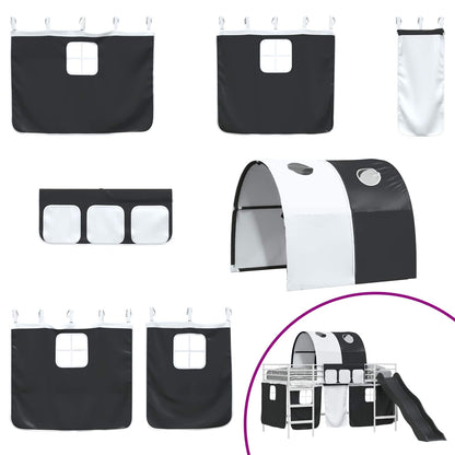 Kids'Loft Bed Frame White and Black 100 x 200 cm Metal