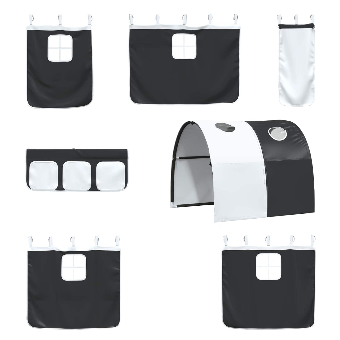 Kids'Loft Bed Frame White and Black 100 x 200 cm Metal