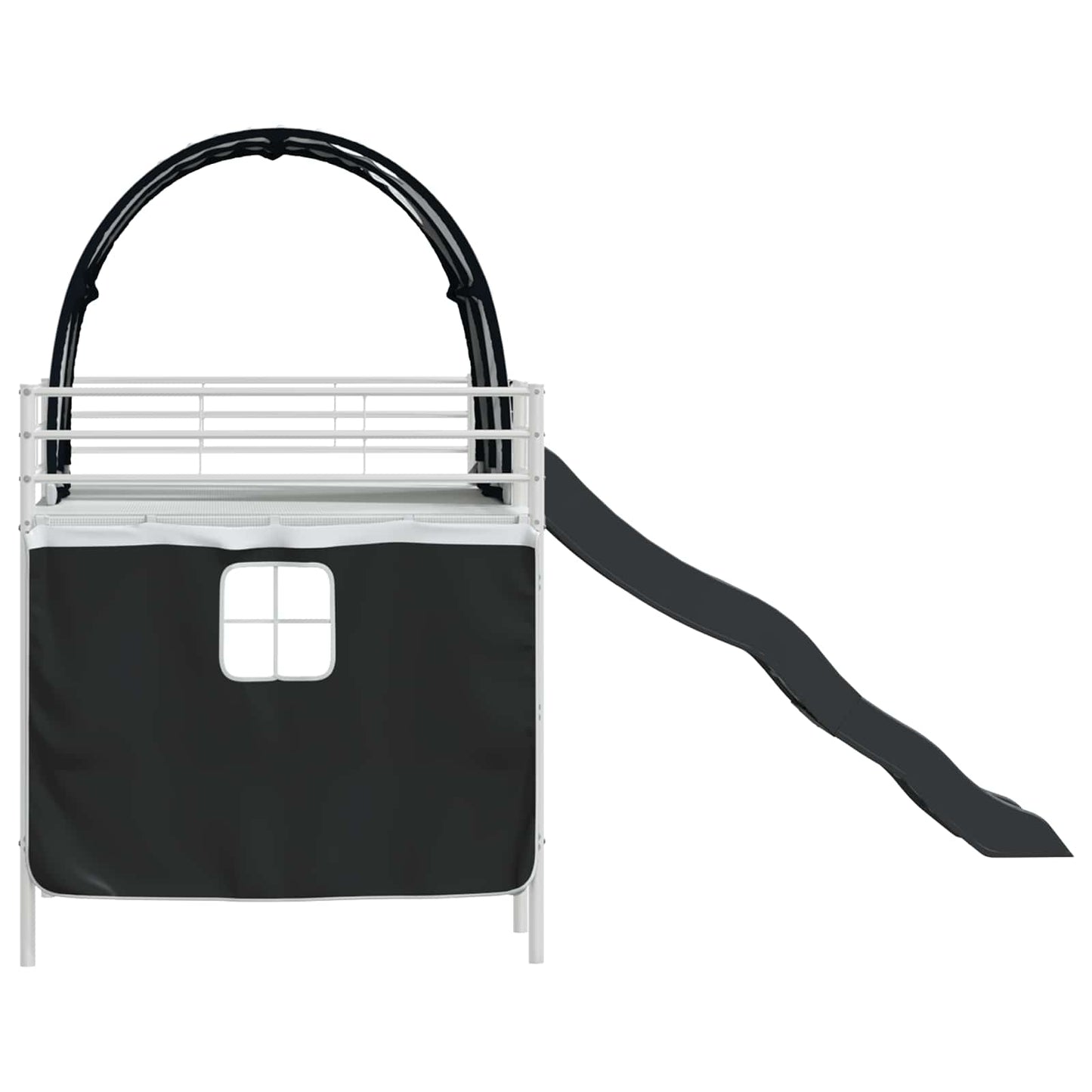 Kids'Loft Bed Frame White and Black 100 x 200 cm Metal