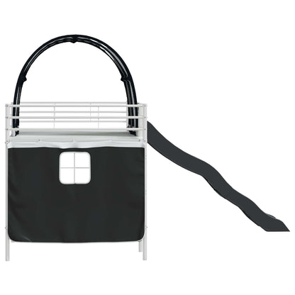 Kids'Loft Bed Frame White and Black 100 x 200 cm Metal