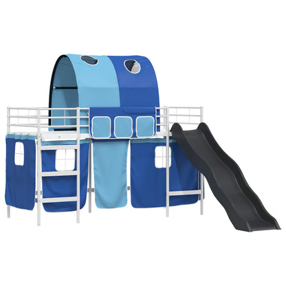 Kids'Loft Bed Frame White and Blue 90 x 190 cm Metal
