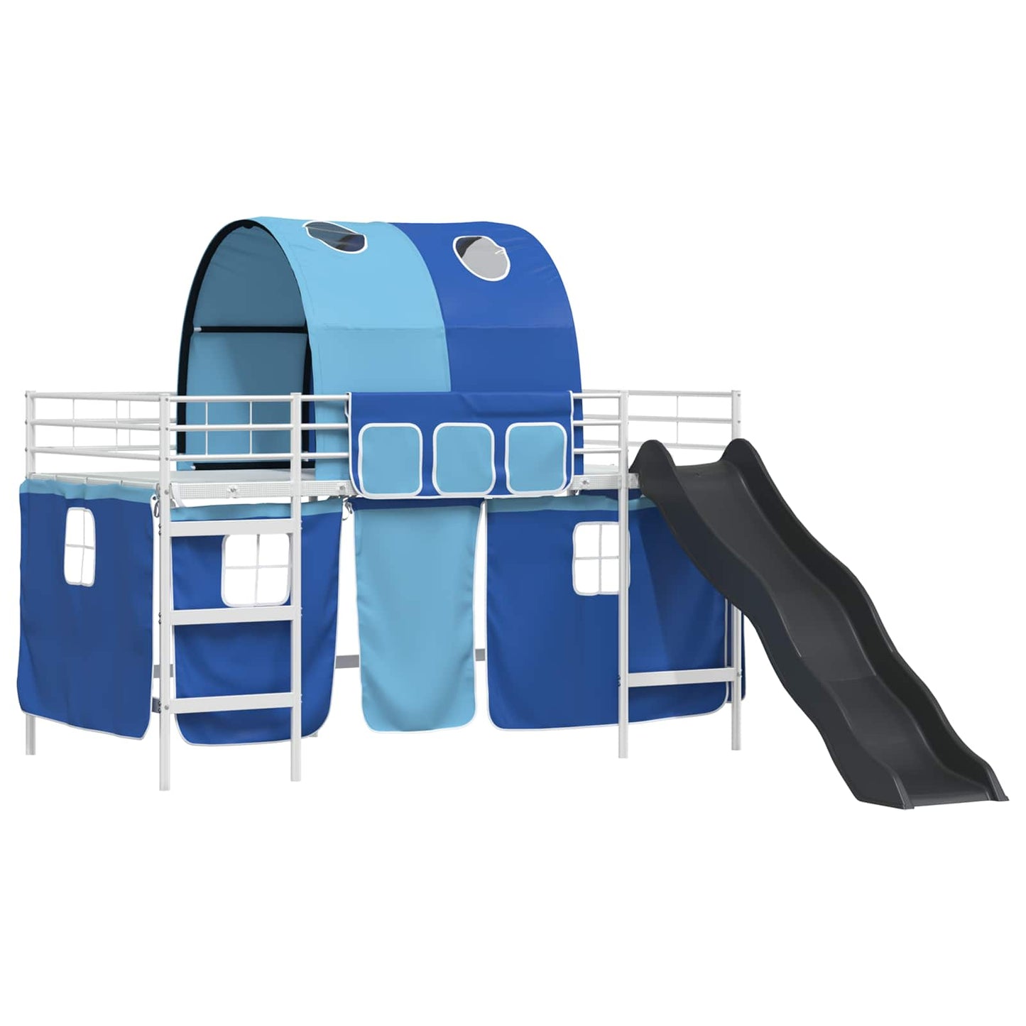 Kids'Loft Bed Frame Plain White and Blue 107 x 203 cm Metal
