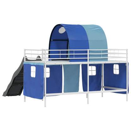 Kids'Loft Bed Frame Plain White and Blue 107 x 203 cm Metal