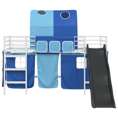 Kids'Loft Bed Frame Plain White and Blue 107 x 203 cm Metal