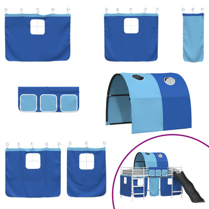 Kids'Loft Bed Frame Plain White and Blue 107 x 203 cm Metal