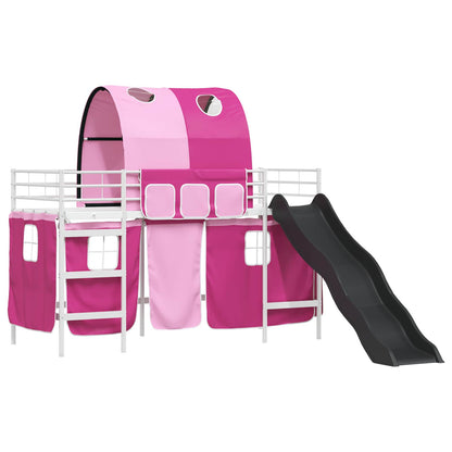 Kids'Loft Bed Frame White and Pink 75 x 190 cm Metal