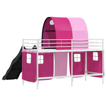 Kids'Loft Bed Frame White and Pink 75 x 190 cm Metal
