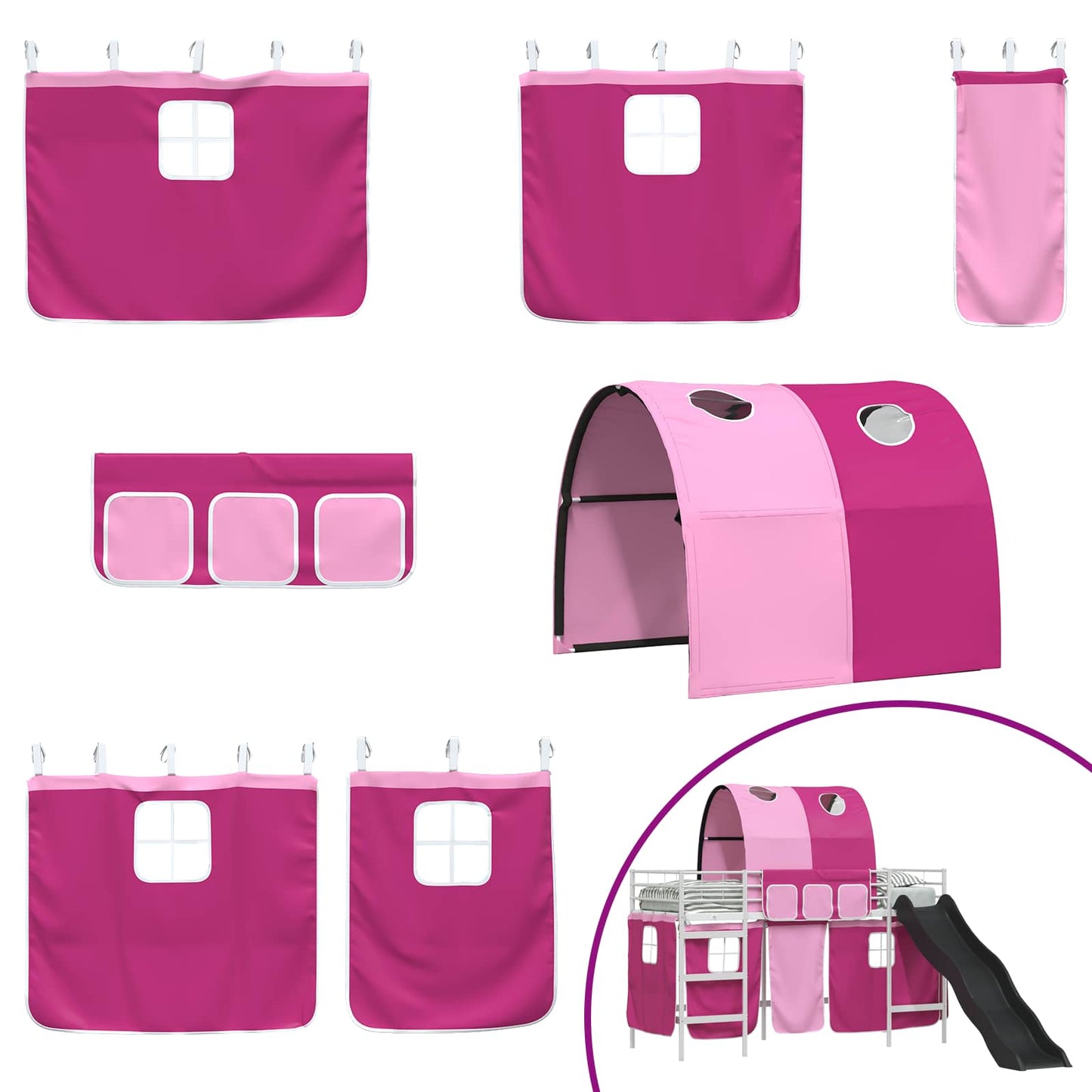 Kids'Loft Bed Frame White and Pink 75 x 190 cm Metal