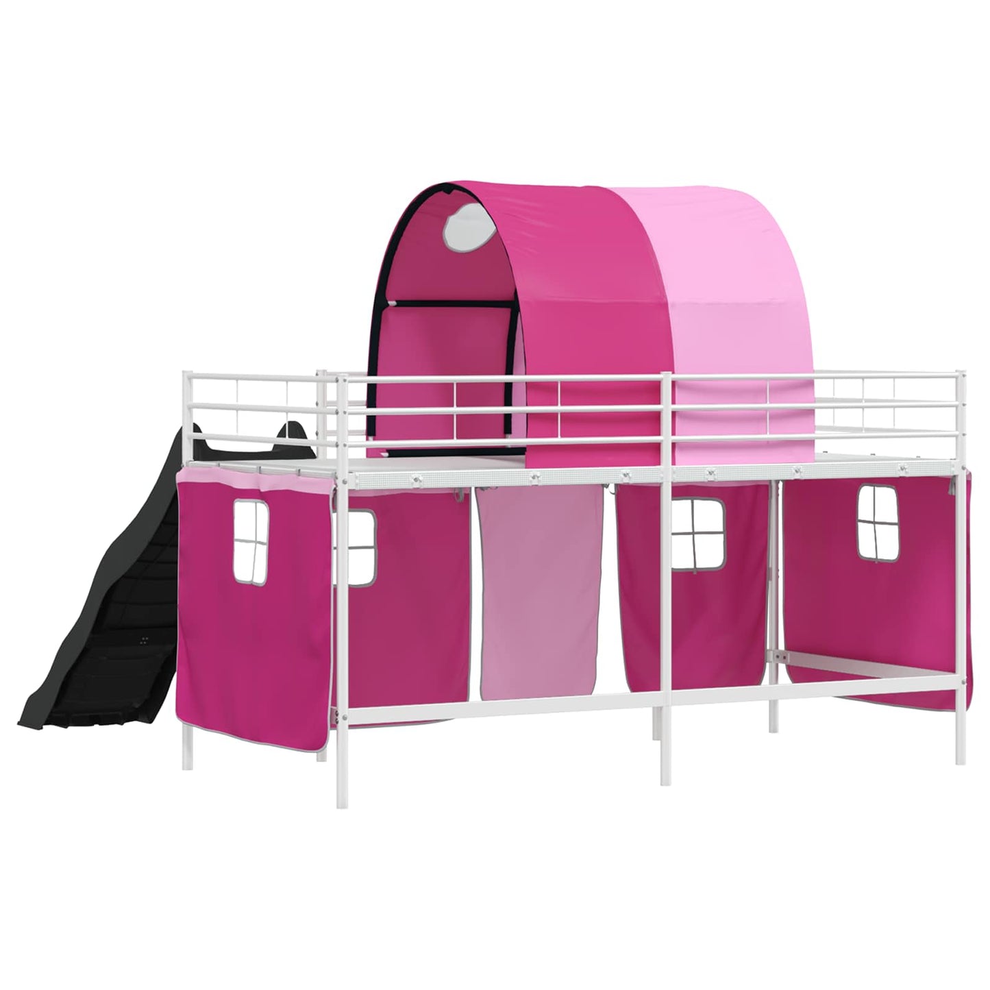 Kids'Loft Bed Frame Plain White and Pink 107 x 203 cm Metal