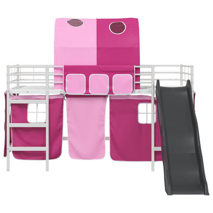 Kids'Loft Bed Frame Plain White and Pink 107 x 203 cm Metal