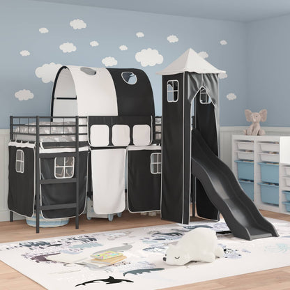 Kids'Loft Bed Frame Plain Black 90 x 190 cm Metal