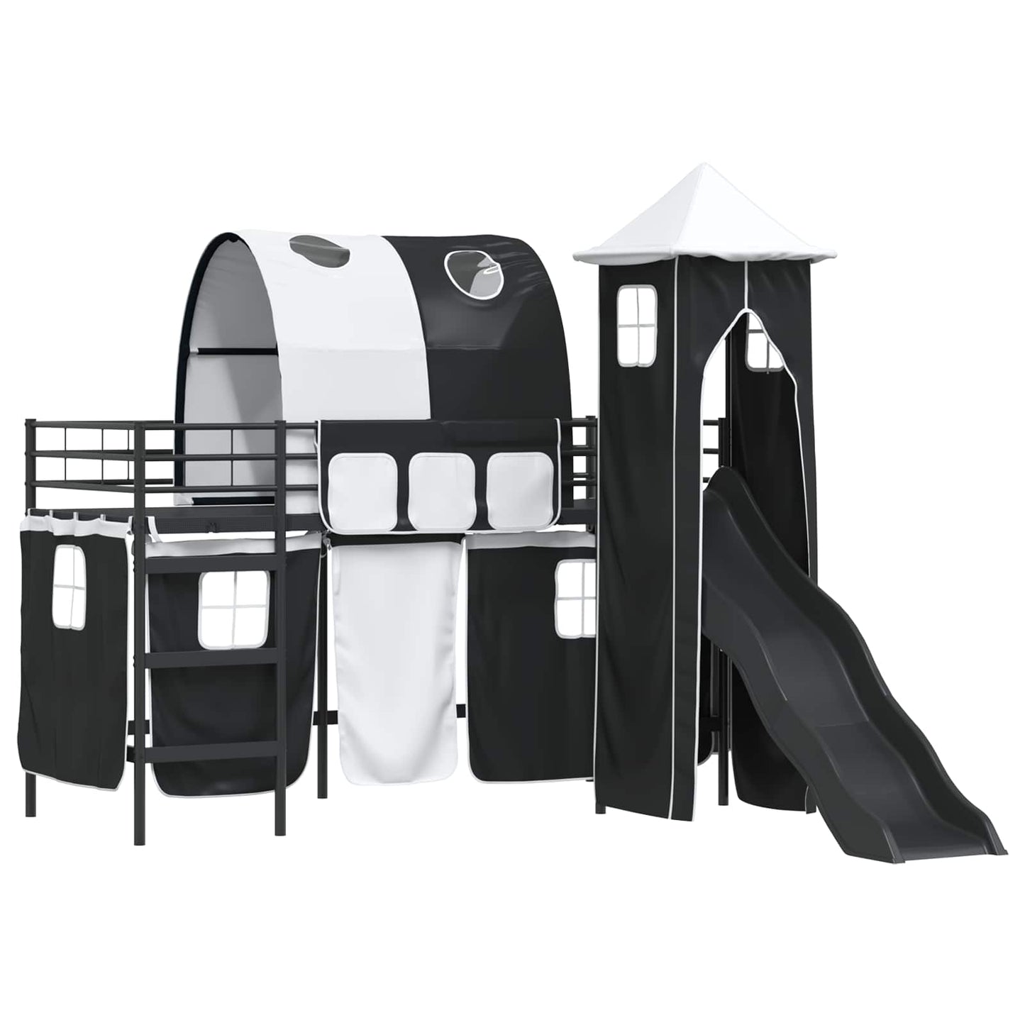 Kids'Loft Bed Frame Plain Black 90 x 190 cm Metal