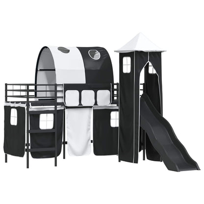 Kids'Loft Bed Frame Plain Black 90 x 190 cm Metal