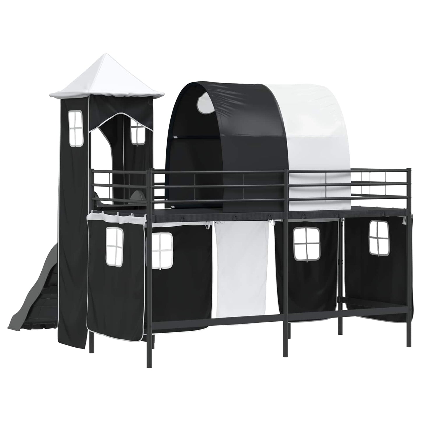 Kids'Loft Bed Frame Plain Black 90 x 190 cm Metal