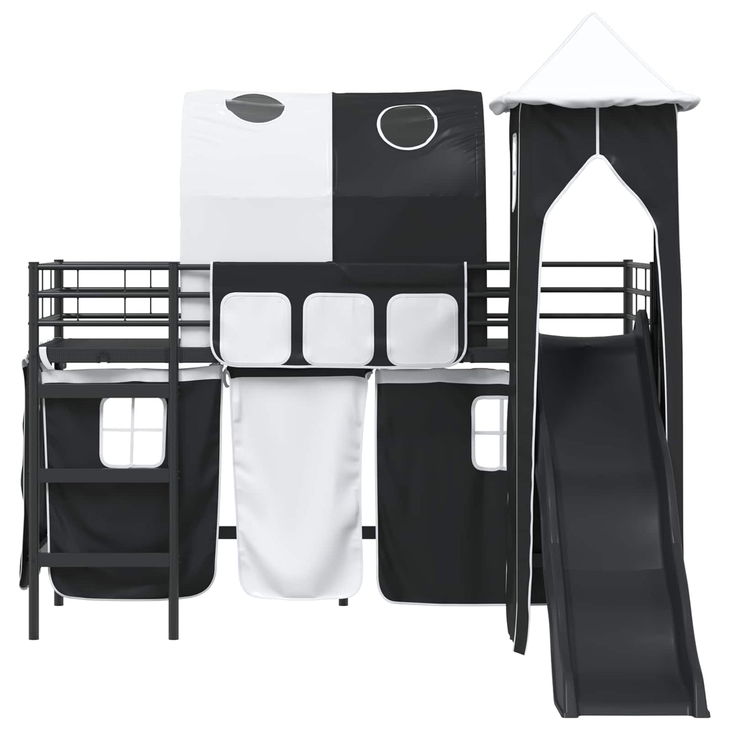 Kids'Loft Bed Frame Plain Black 90 x 190 cm Metal