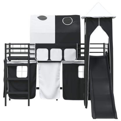 Kids'Loft Bed Frame Plain Black 90 x 190 cm Metal