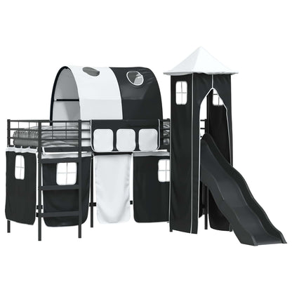 Kids'Loft Bed Frame Plain Black 100 x 190 cm Metal