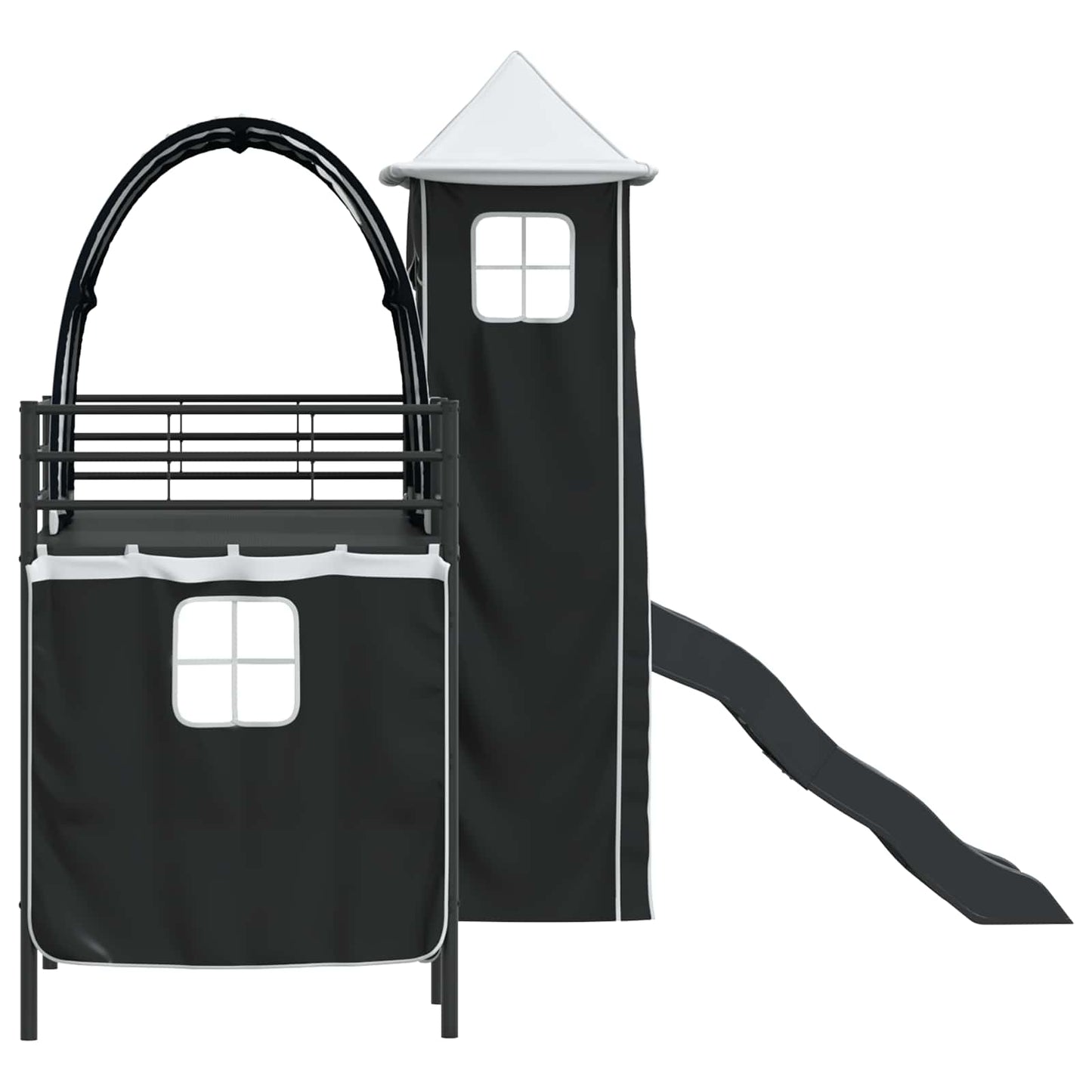 Kids'Loft Bed Frame Plain Black 100 x 190 cm Metal