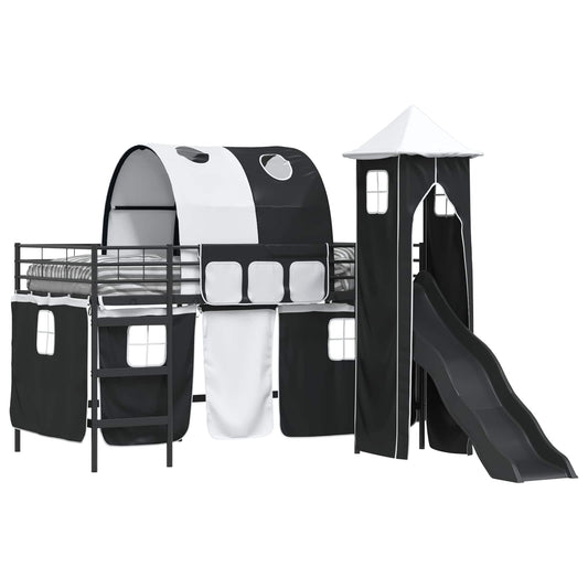 Kids'Bunk Bed Frame Plain Black 100 x 200 cm Metal