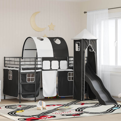 Kids'Loft Bed Frame Black 107 x 200 cm Metal