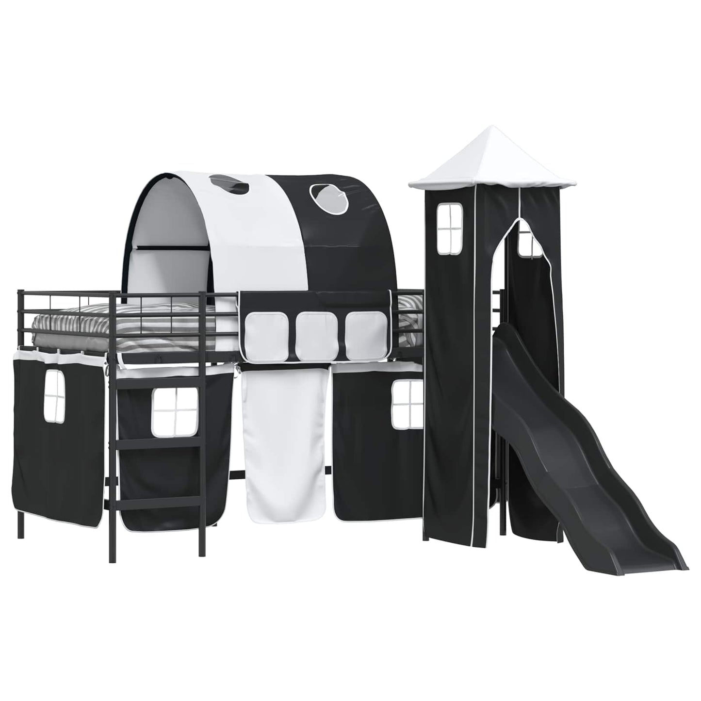 Kids'Loft Bed Frame Black 107 x 200 cm Metal