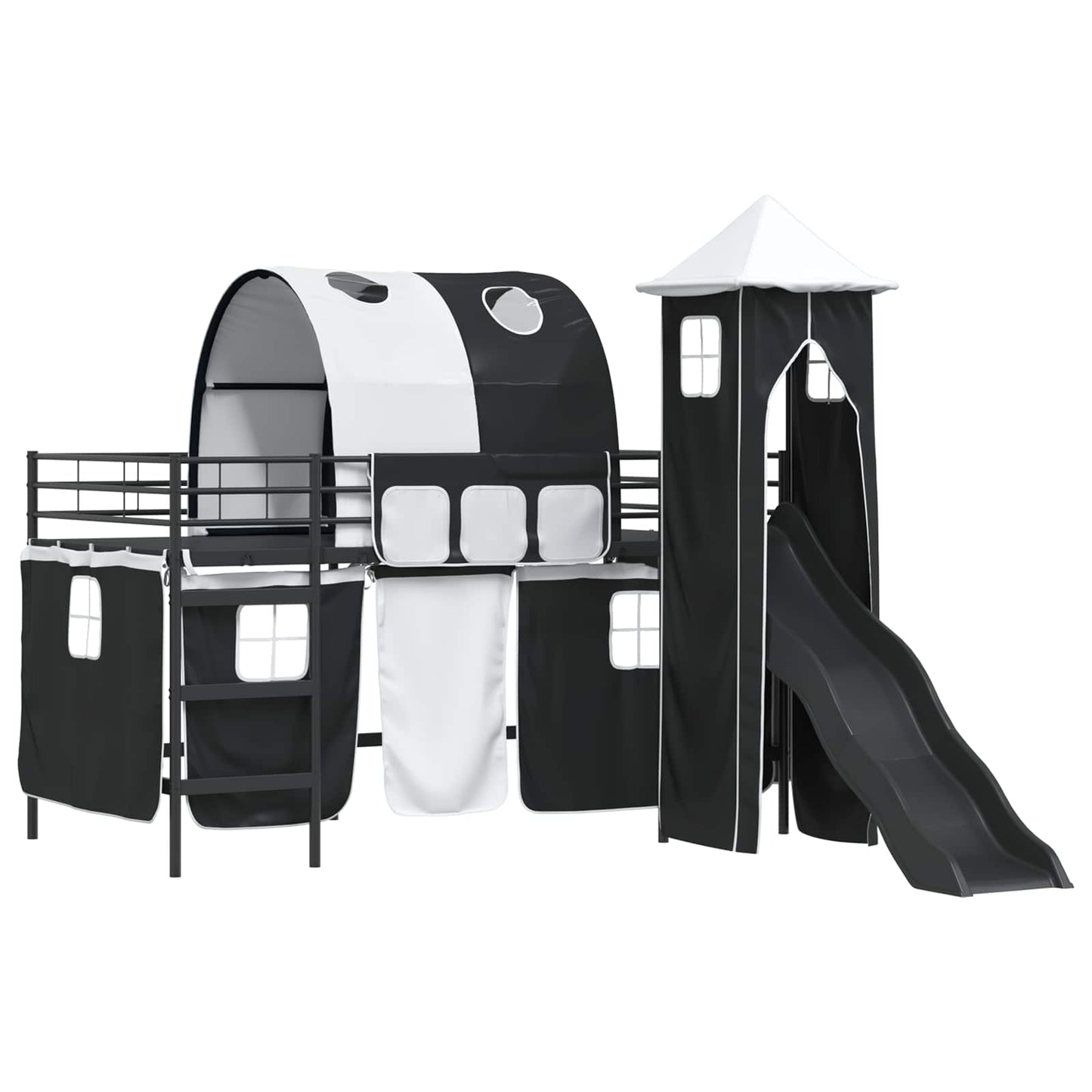 Kids'Loft Bed Frame Black 107 x 200 cm Metal