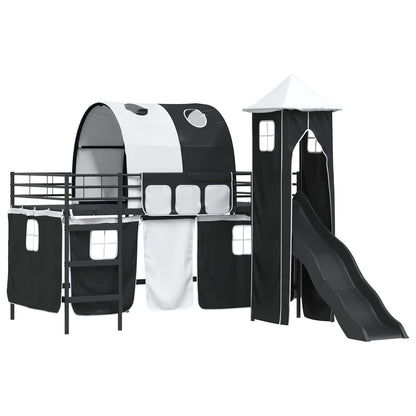 Kids'Loft Bed Frame Black 107 x 200 cm Metal