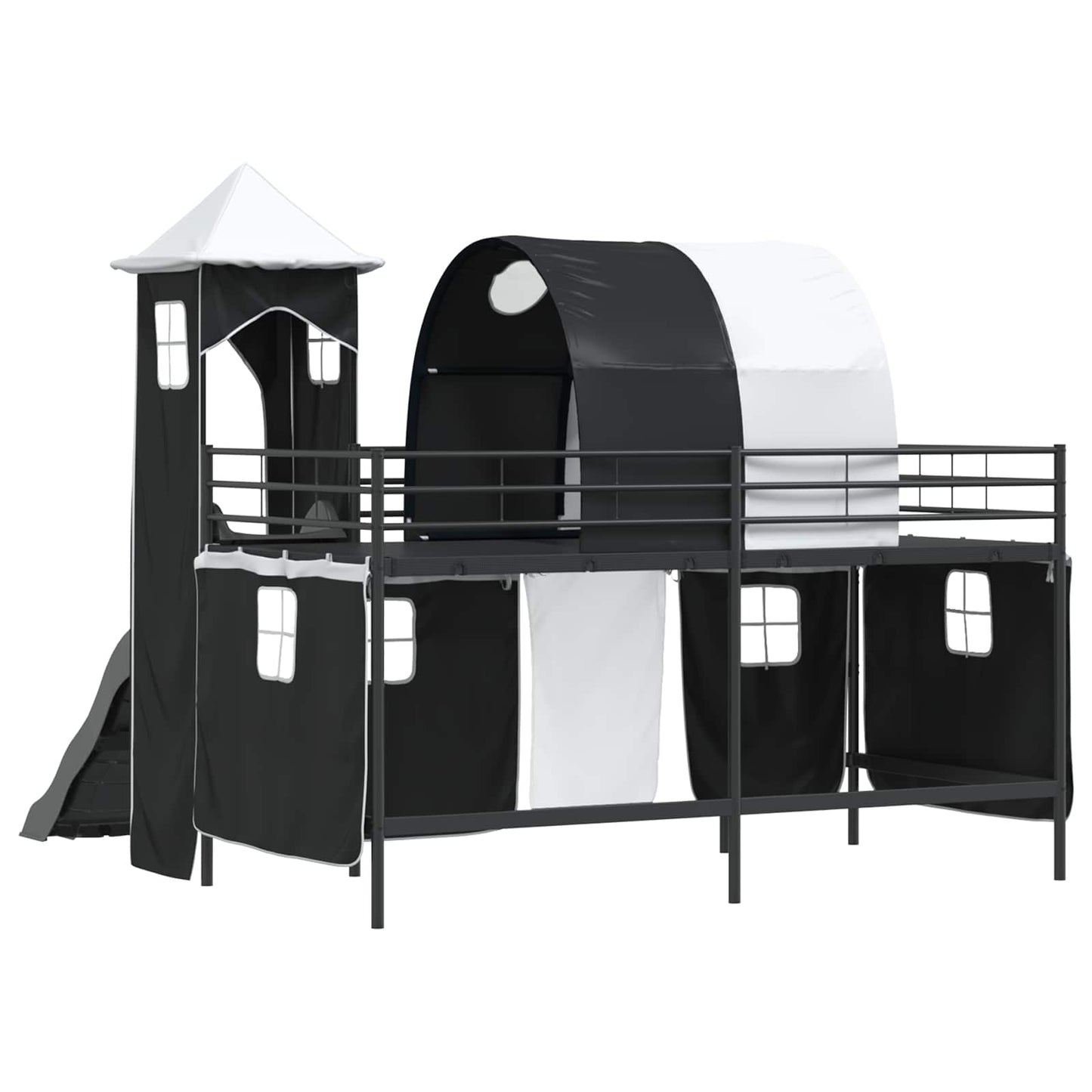 Kids'Loft Bed Frame Black 107 x 200 cm Metal