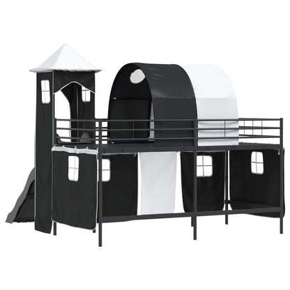 Kids'Loft Bed Frame Black 107 x 200 cm Metal