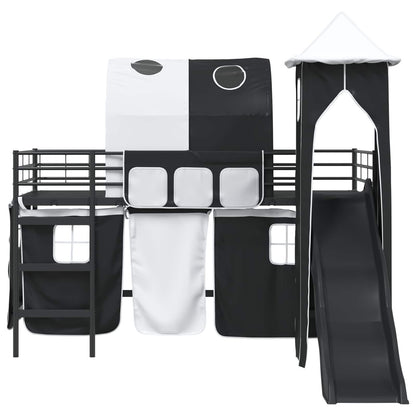 Kids'Loft Bed Frame Black 107 x 200 cm Metal