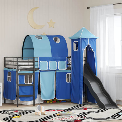 Kids'Bunk Bed Frame Plain Black and Blue 75 x 190 cm Metal