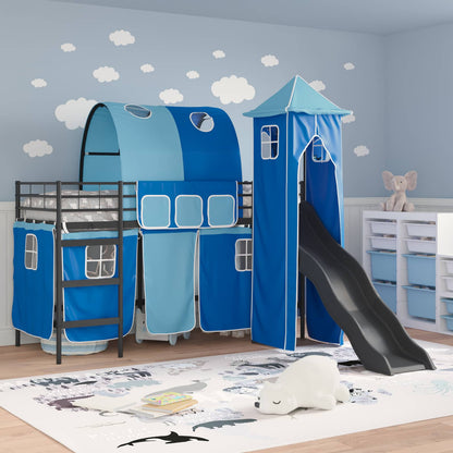 Kids'Bunk Bed Frame Plain Black and Blue 75 x 190 cm Metal