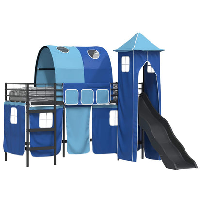 Kids'Bunk Bed Frame Plain Black and Blue 75 x 190 cm Metal