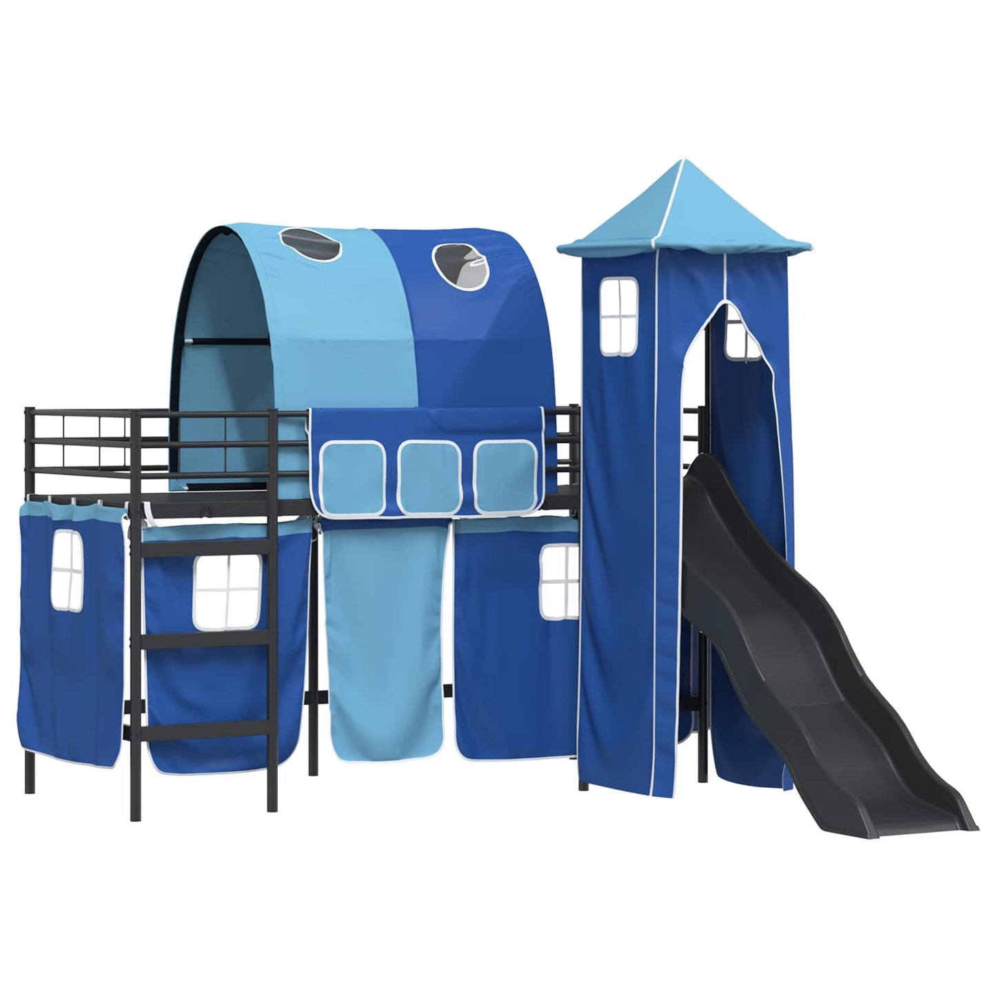 Kids'Bunk Bed Frame Plain Black and Blue 75 x 190 cm Metal